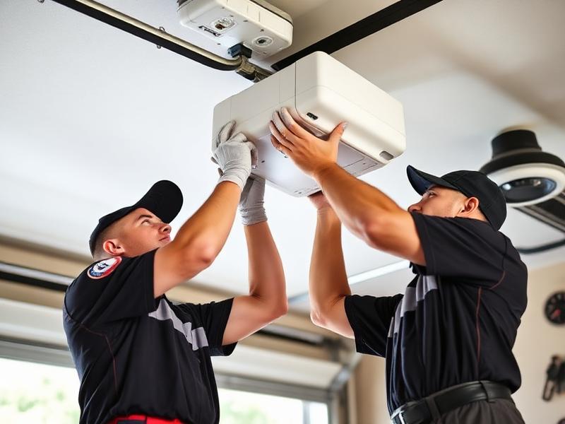 Our team installing a garage door opener